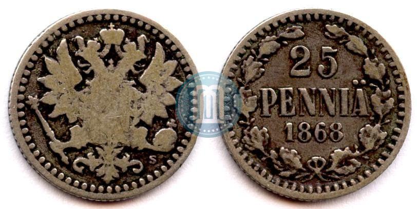 Фото 25 пенни 1868 года S 