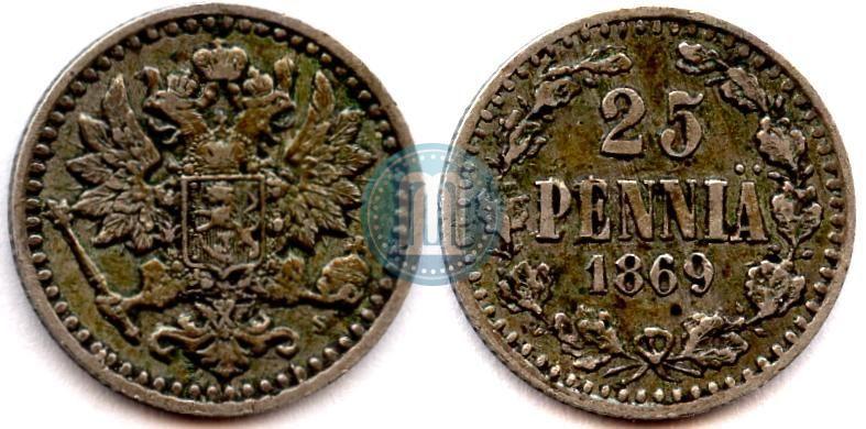 Фото 25 пенни 1869 года S 