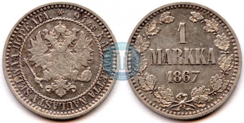 Picture 1 markka 1867 year S 