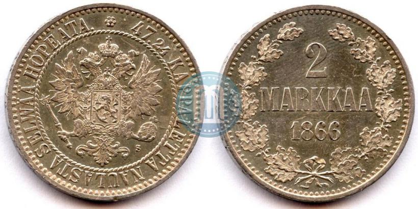 Picture 2 markkaa 1866 year S 