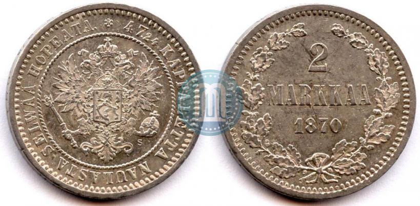 Picture 2 markkaa 1870 year S 