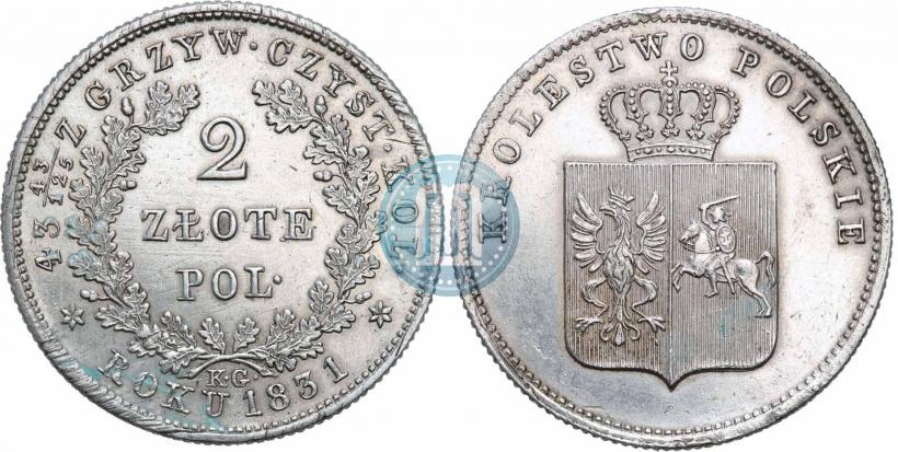 Picture 2 złote 1831 year KG "Polish uprising"