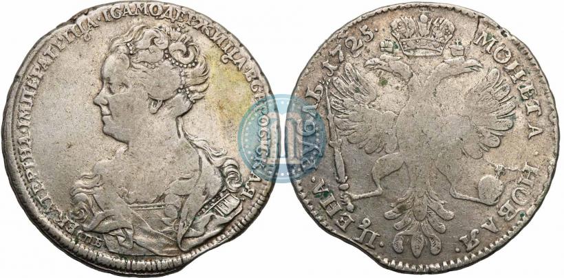 Picture 1 rouble 1725 year СПБ "Petersburg type, portrait turned to the left"