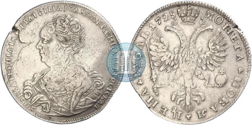 Picture 1 rouble 1725 year СПБ "Petersburg type, portrait turned to the left"