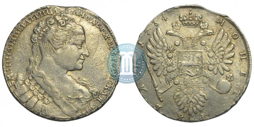 Фото 1 рубль 1734 года  "Тип 1734 года"