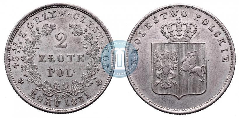Picture 2 złote 1831 year KG "Polish uprising"