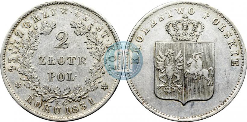 Picture 2 złote 1831 year KG "Polish uprising"