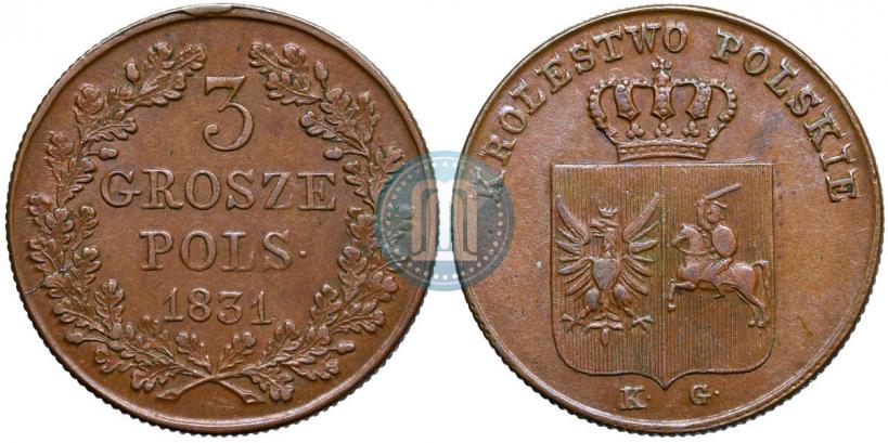Picture 3 grosze 1831 year KG "Polish uprising"