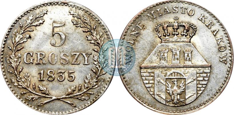 Picture 5 groszy 1835 year  "Free city of Kraków"