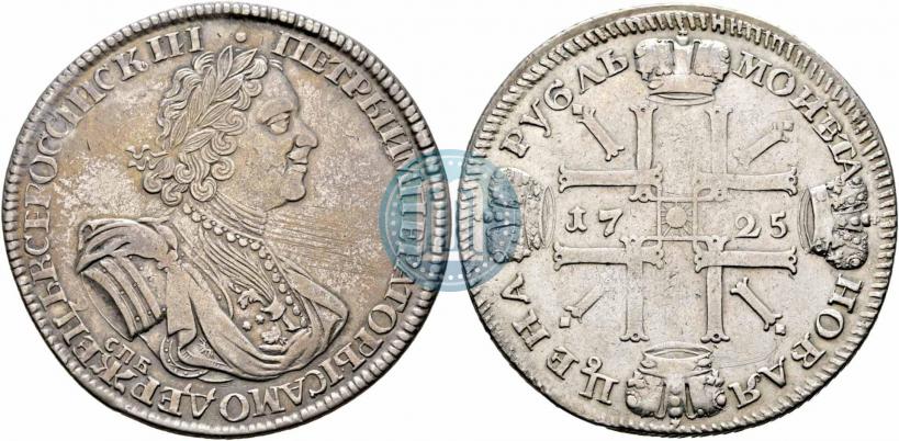 Picture 1 rouble 1725 year СПБ "Sun rouble, portrait in armour"