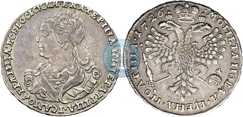 Picture Poltina 1726 year  "Moscow type, portrait turned to the left"