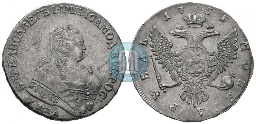 Фото 1 рубль 1751 года ММД 