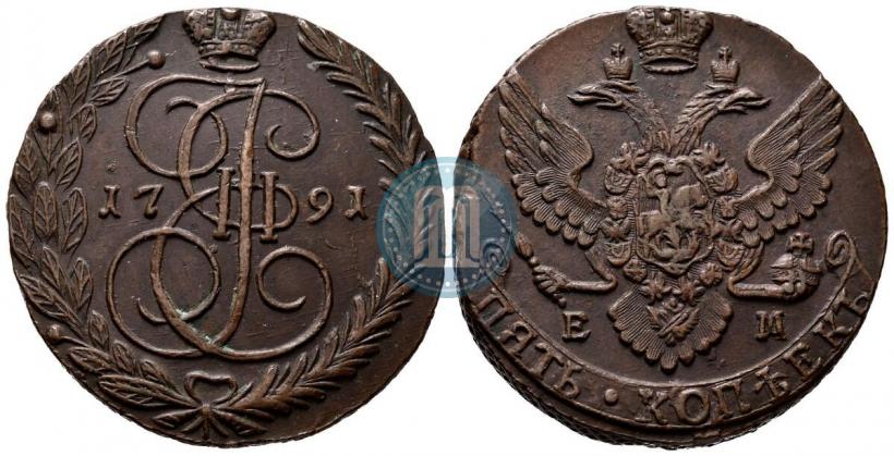 Picture 5 kopecks 1791 year ЕМ 