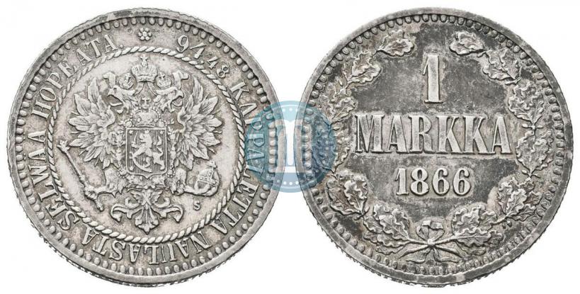 Picture 1 markka 1866 year S 