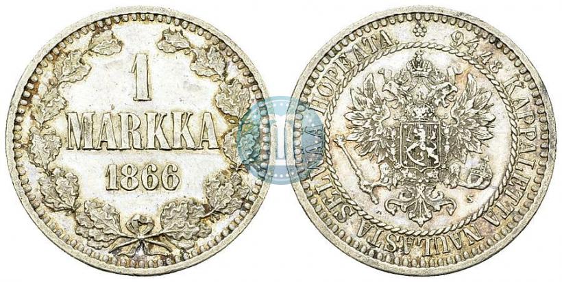 Picture 1 markka 1866 year S 