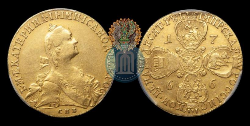 Picture 10 roubles 1766 year СПБ 