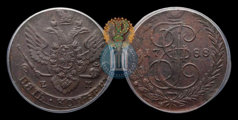 Picture 5 kopecks 1788 year ЕМ 