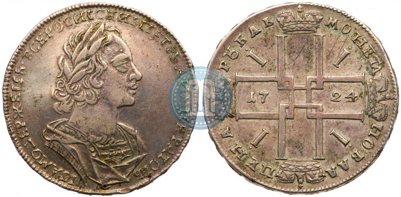 Фото 1 рубль 1724 года  "Портрет в античных доспехах"