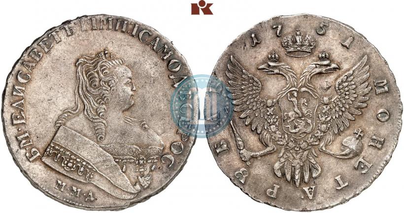 Фото 1 рубль 1751 года ММД 