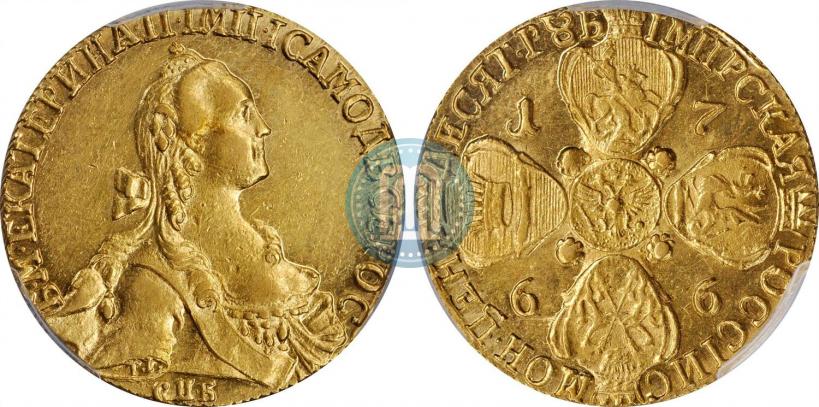 Picture 10 roubles 1766 year СПБ 