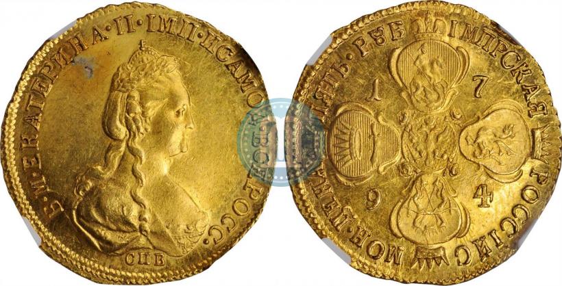 Фото 5 рублей 1794 года СПБ 