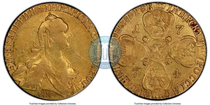 Picture 10 roubles 1774 year СПБ 
