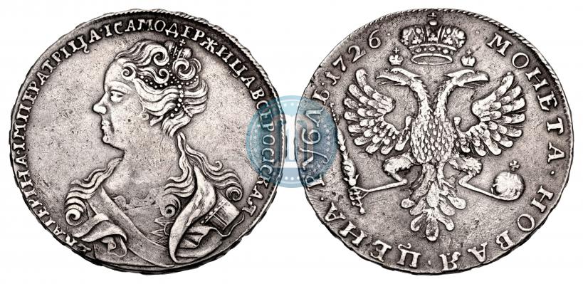 Фото 1 рубль 1726 года  "Московский тип, портрет влево"