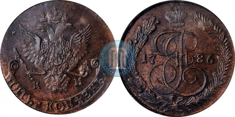 Фото 5 копеек 1786 года КМ 