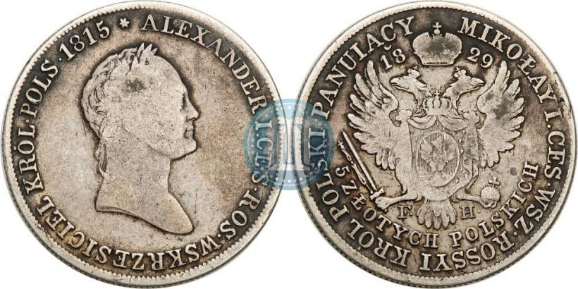 Picture 5 złotych 1829 year FH 