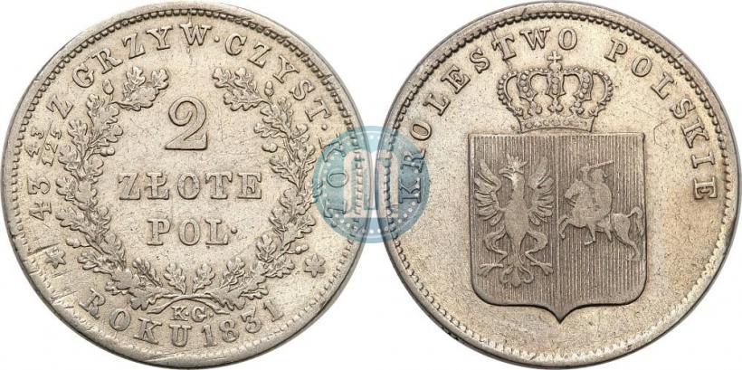 Picture 2 złote 1831 year KG "Polish uprising"