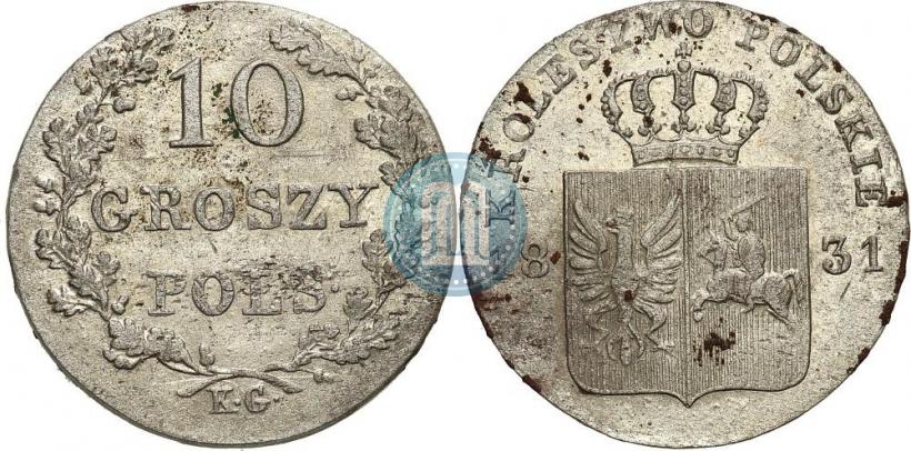 Фото 10 грошей 1831 года KG "Польское восстание"