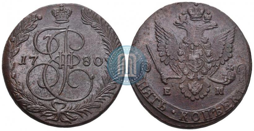 Picture 5 kopecks 1780 year ЕМ 