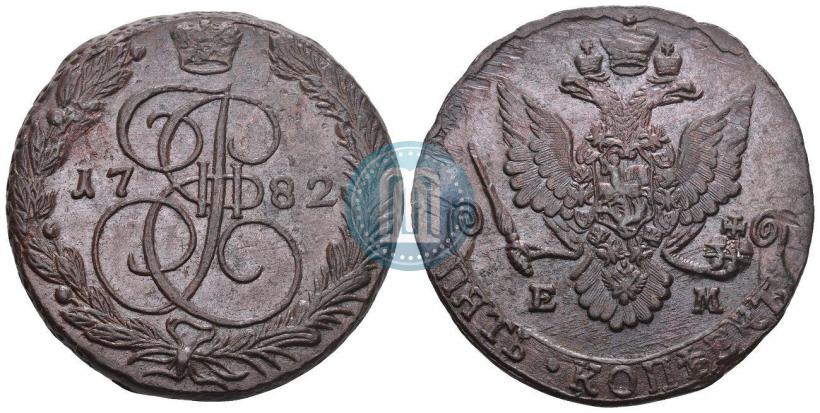 Picture 5 kopecks 1782 year ЕМ 