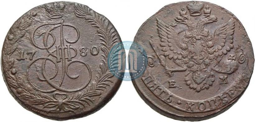 Фото 5 копеек 1780 года ЕМ 