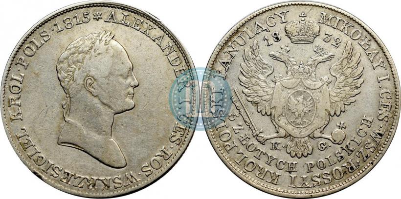 Picture 5 złotych 1832 year KG 