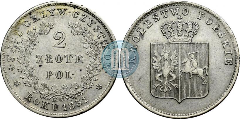 Picture 2 złote 1831 year KG "Polish uprising"