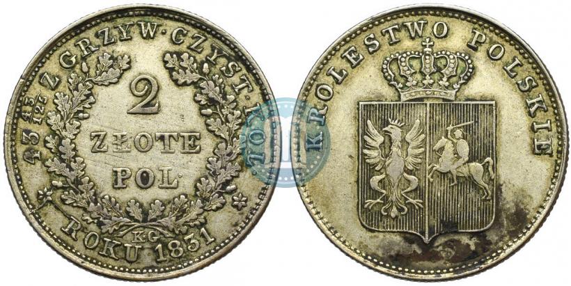 Picture 2 złote 1831 year KG "Polish uprising"
