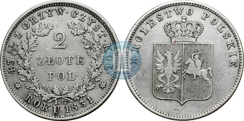 Picture 2 złote 1831 year KG "Polish uprising"