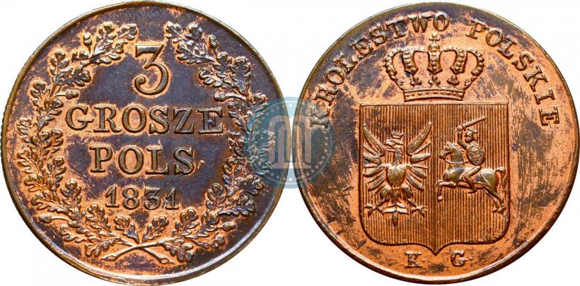 Picture 3 grosze 1831 year KG "Polish uprising"