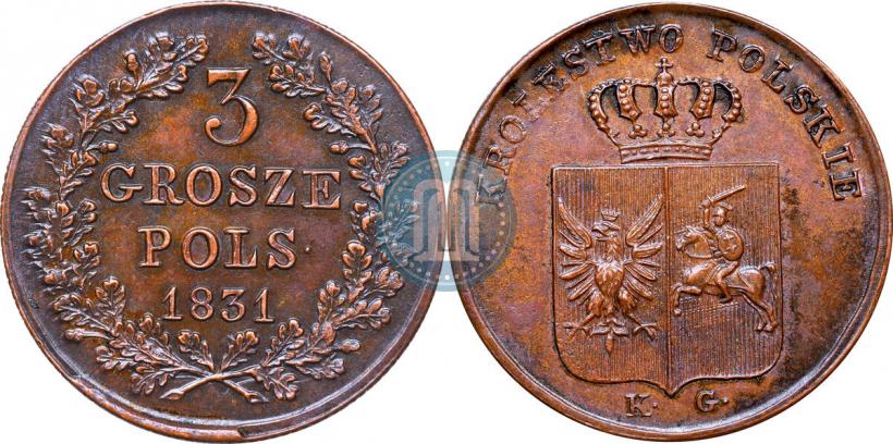 Picture 3 grosze 1831 year KG "Polish uprising"