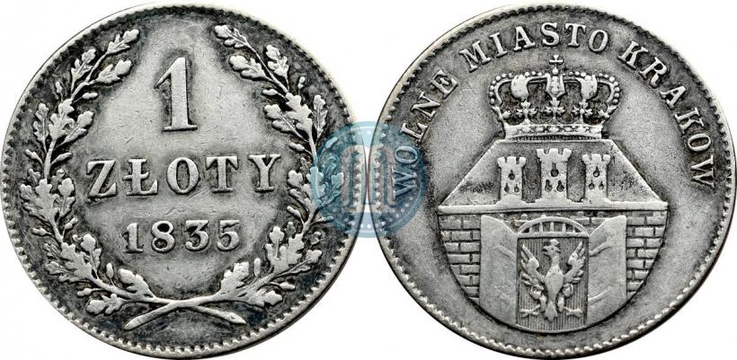 Picture 1 złoty 1835 year  "Free city of Kraków"