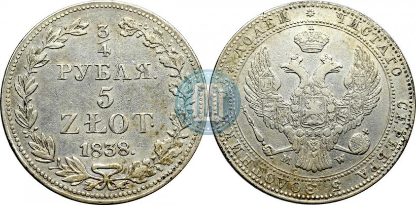 Picture 3/4 roubles - 5 złotych 1838 year MW 