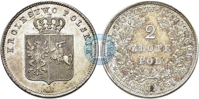 Picture 2 złote 1831 year KG "Polish uprising"