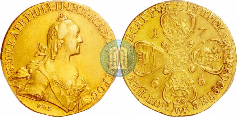 Picture 10 roubles 1766 year СПБ 