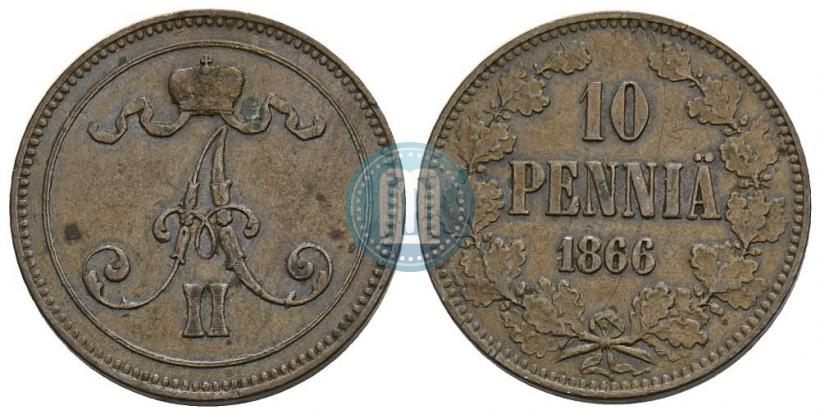 Фото 10 пенни 1866 года  
