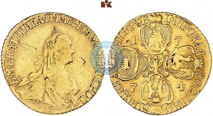 Фото 5 рублей 1774 года СПБ 