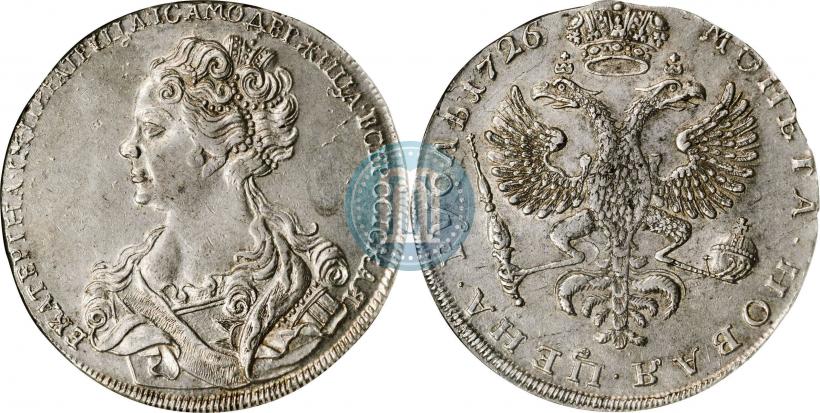 Picture 1 rouble 1726 year  "Moscow type, portrait turned to the left"