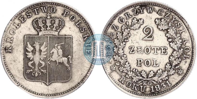 Picture 2 złote 1831 year KG "Polish uprising"