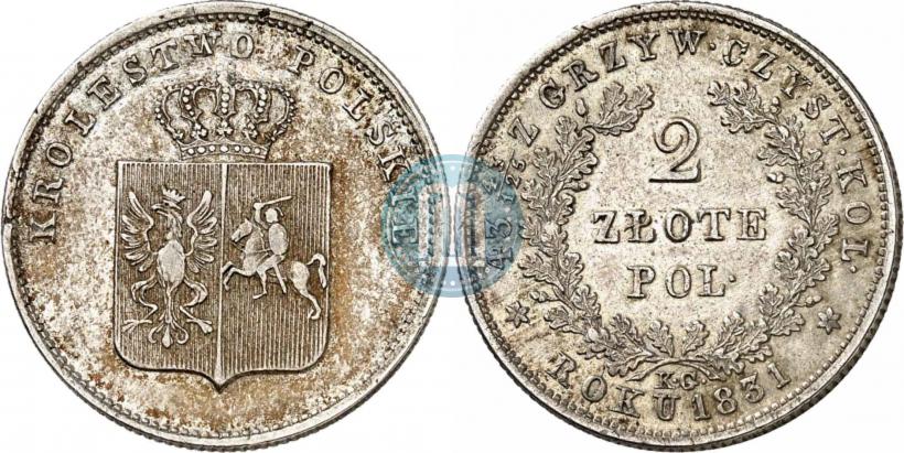 Picture 2 złote 1831 year KG "Polish uprising"