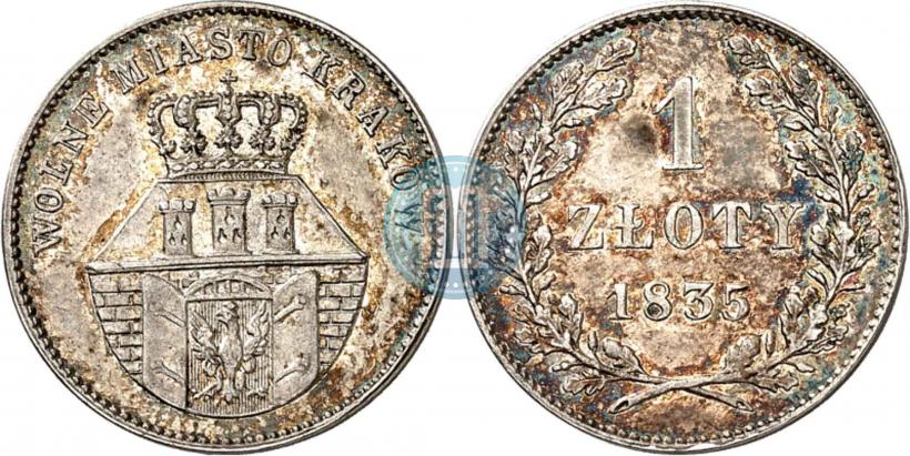 Picture 1 złoty 1835 year  "Free city of Kraków"